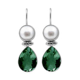 SE-5329-CO2 Sterling Silver Earring With Mother Of Pearl, Green Quartz Jewelry Bali Designs Inc